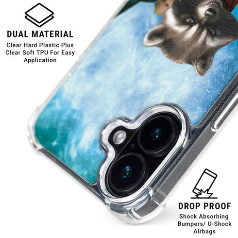 Marvel Rocket and Baby Groot Cosmic Bond iPhone 16 Clear Case